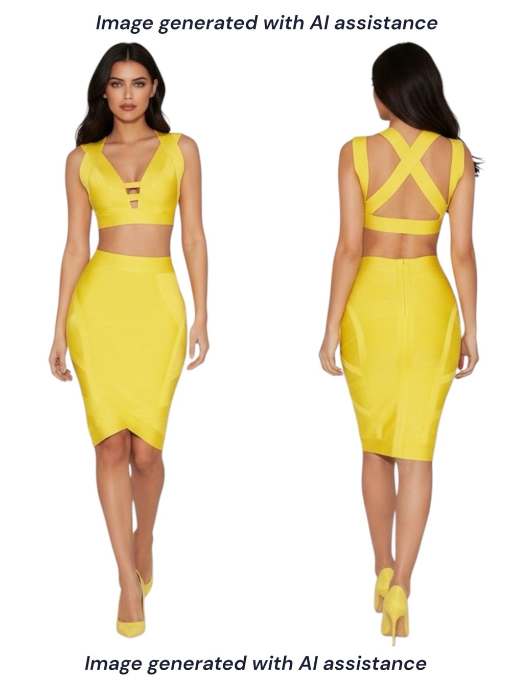 House of CB XS yellow bandage crop top & skirt set - Picture 8 of 14